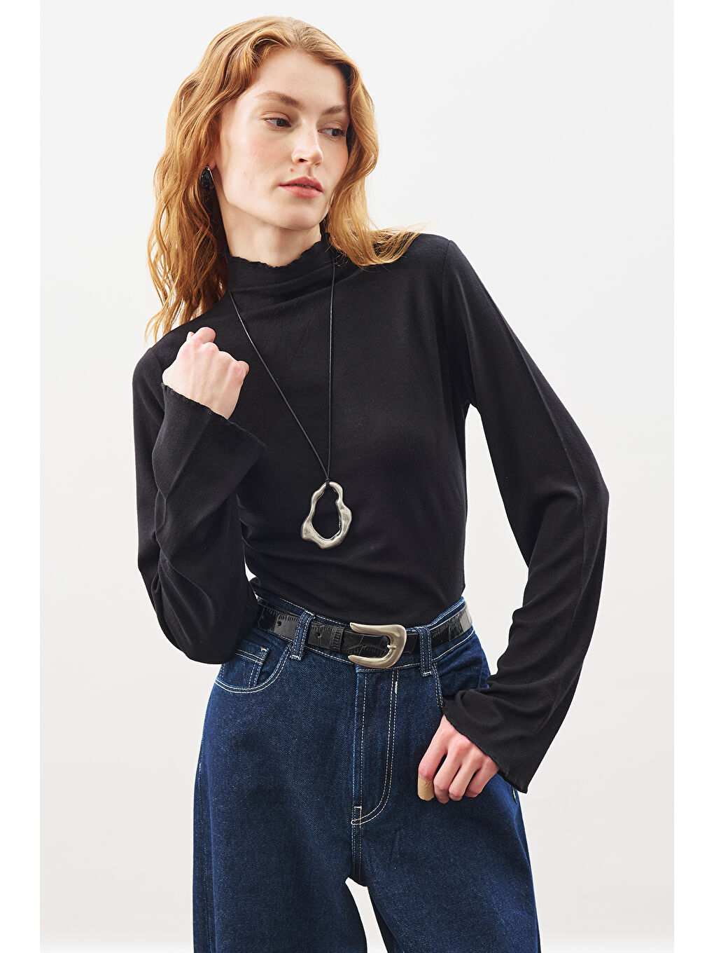 Timsah Deri Görünümlü Kemer Siyah-3