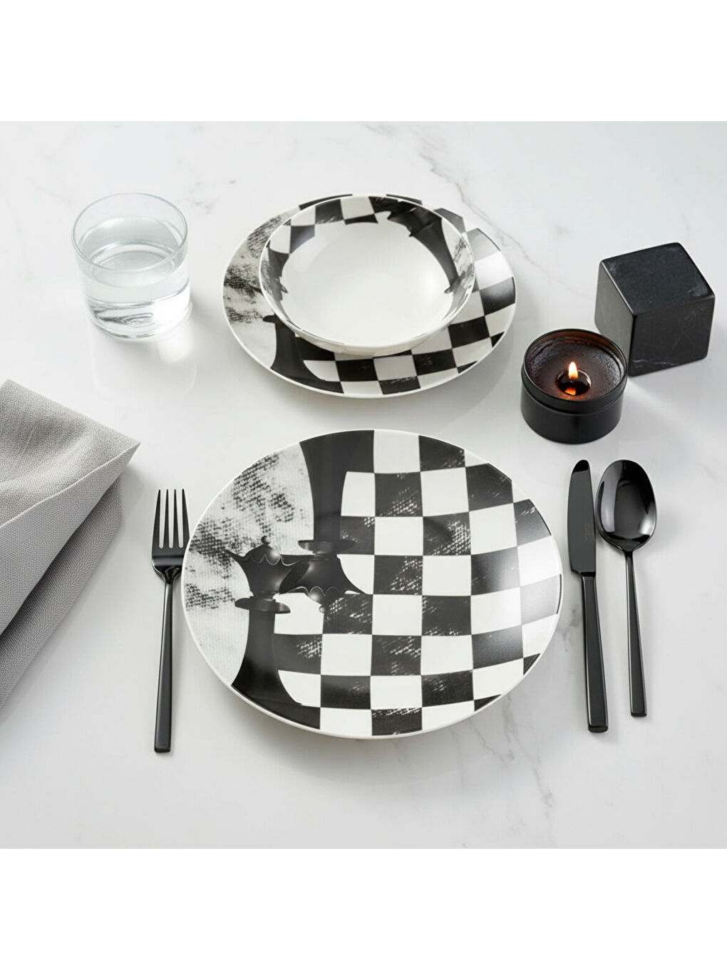 Ekru Camelia 4 Parça Sıngle Yemek Takımı Satranç Vezir-2