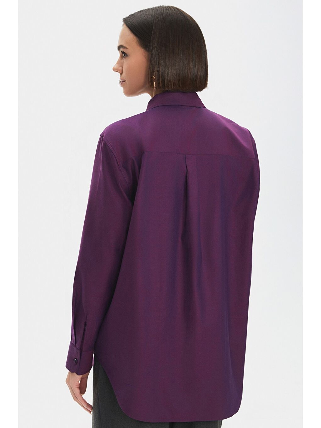 Bol Kesim Mor Pamuk Gömlek-4