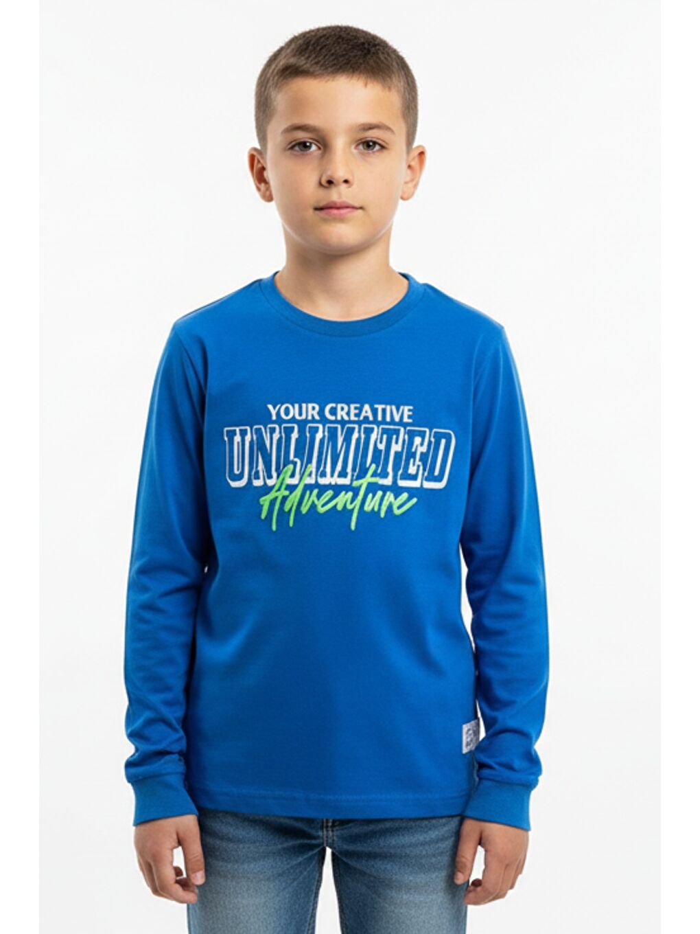 Mavi Erkek Çocuk Baskılı Tişört