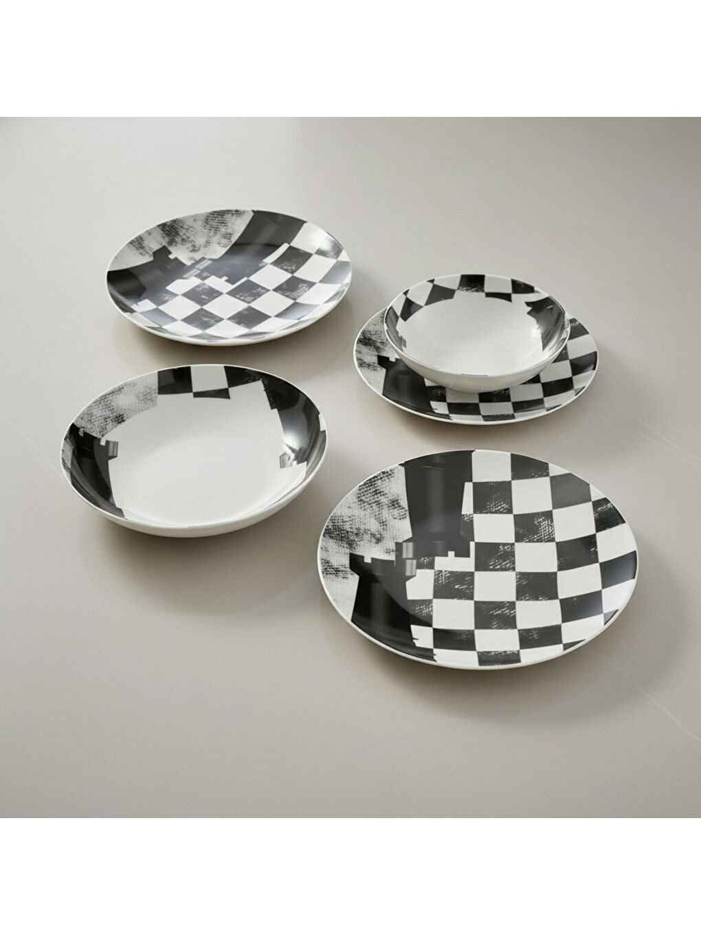 Ekru Camelia 4 Parça Single Yemek Takımı Satranç Kale-3