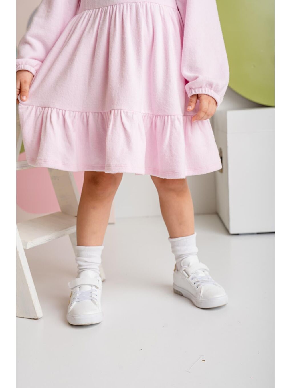 Kız Çocuk Nakışlı Yumoş Elbise - Pembe-2