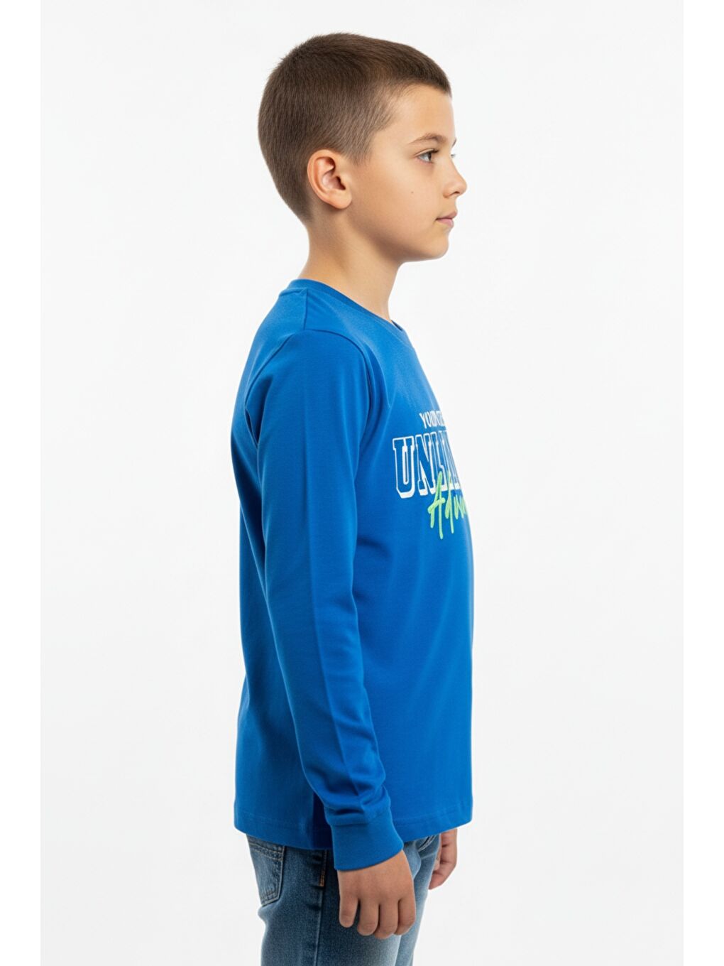Mavi Erkek Çocuk Baskılı Tişört-1