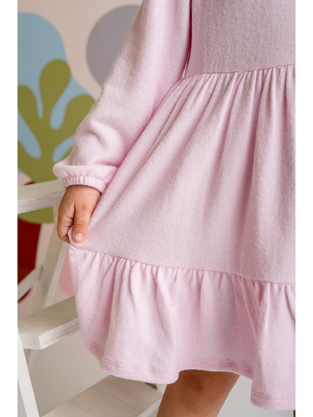 Kız Çocuk Nakışlı Yumoş Elbise - Pembe-3