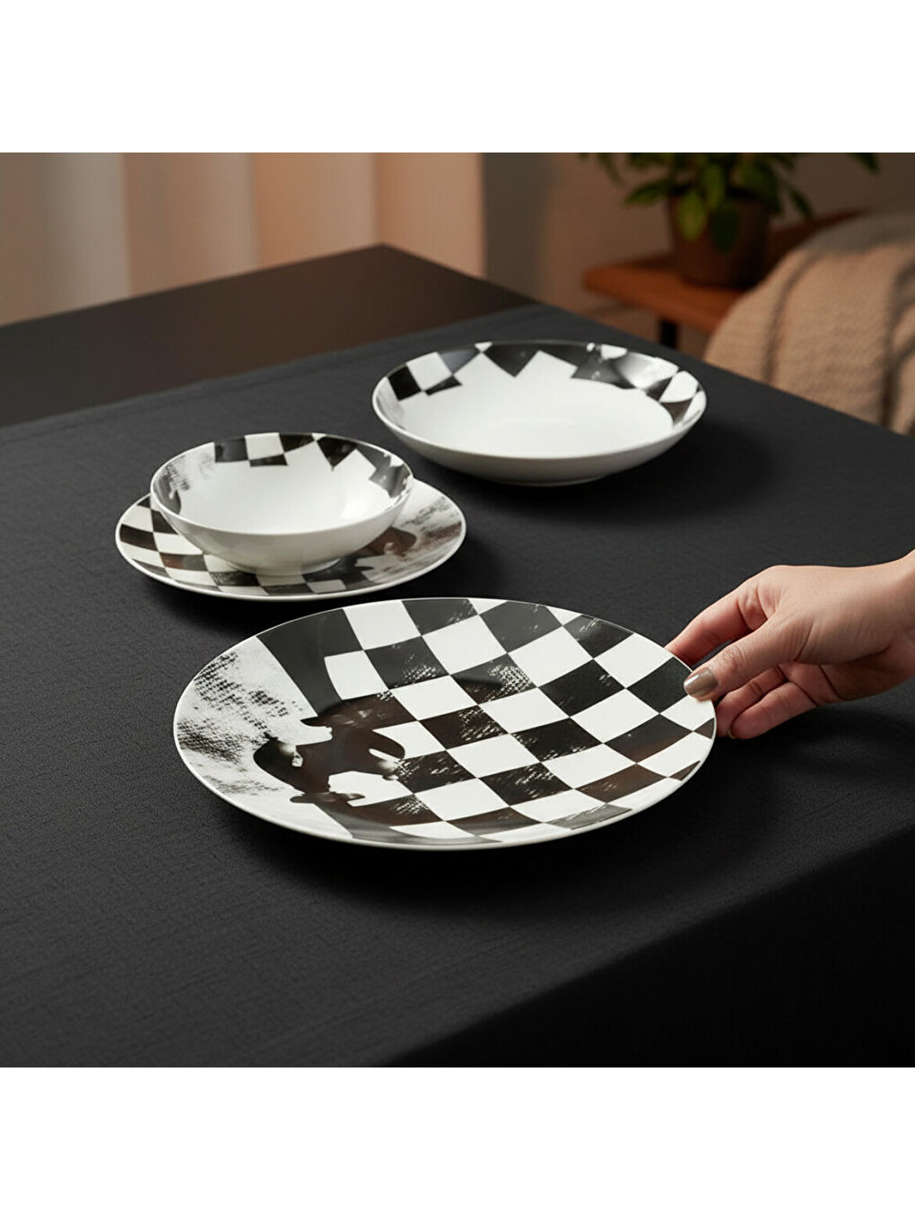 Ekru Camelia 4 Parça Sıngle Yemek Takımı Satranç Fil-3