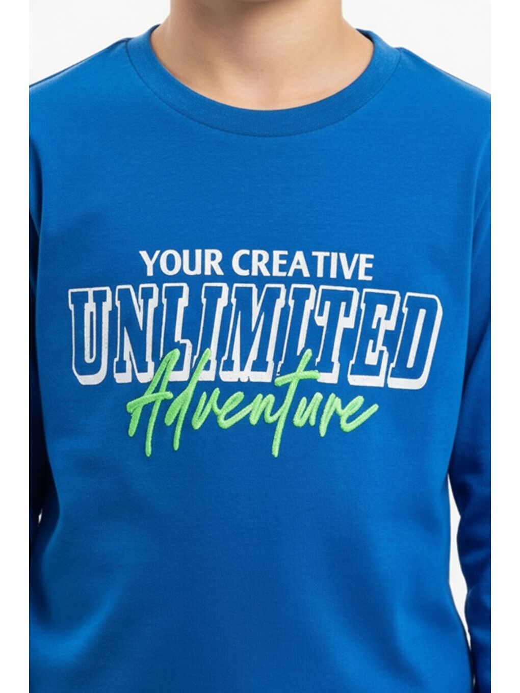 Mavi Erkek Çocuk Baskılı Tişört-4