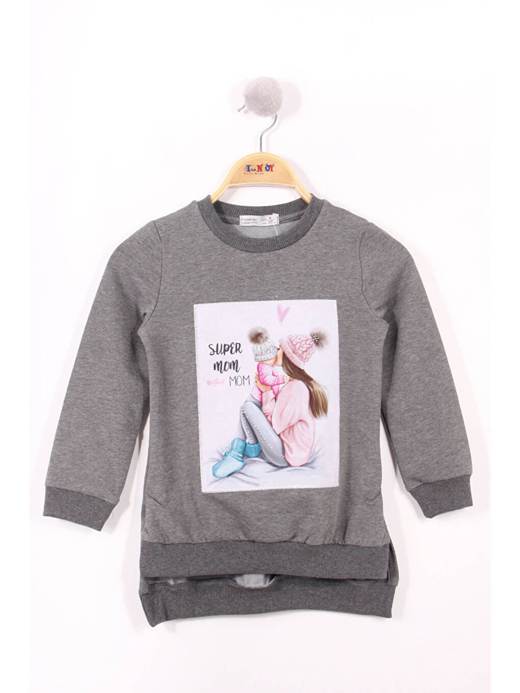 Antrasit Kız Çocuk Anne Kız Baskılı Sweatshirt