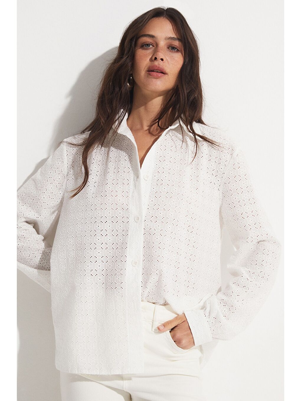 Beyaz Brode Gömlek-3