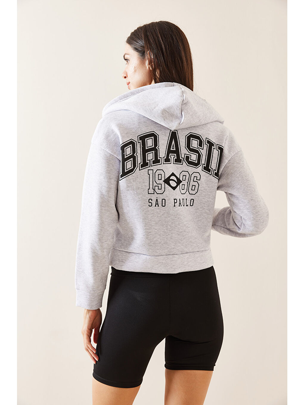 XHAN Gri Kapüşonlu   Baskılı Sweatshirt 5YXK8 48911 03 - 4