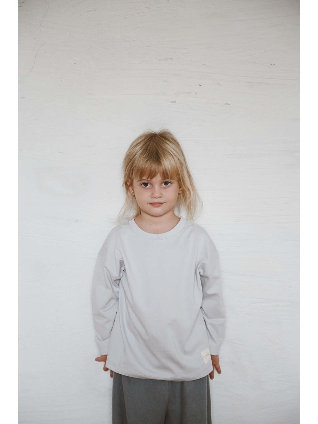 Gri Basic Uzun Kollu T-Shirt