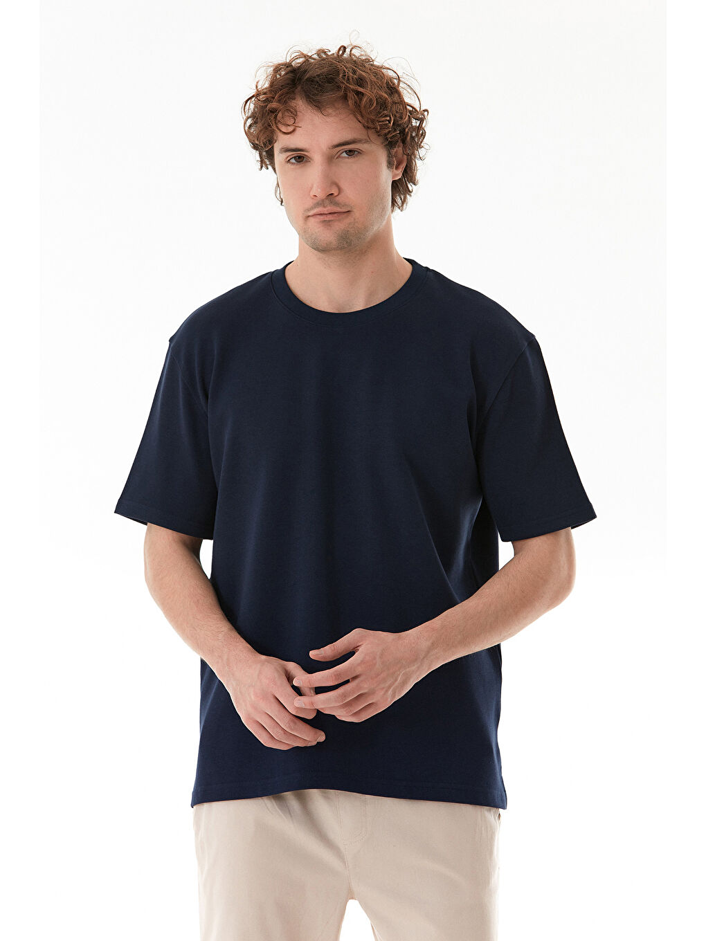 İndigo Basic Bisiklet Yaka Oversize Tişört