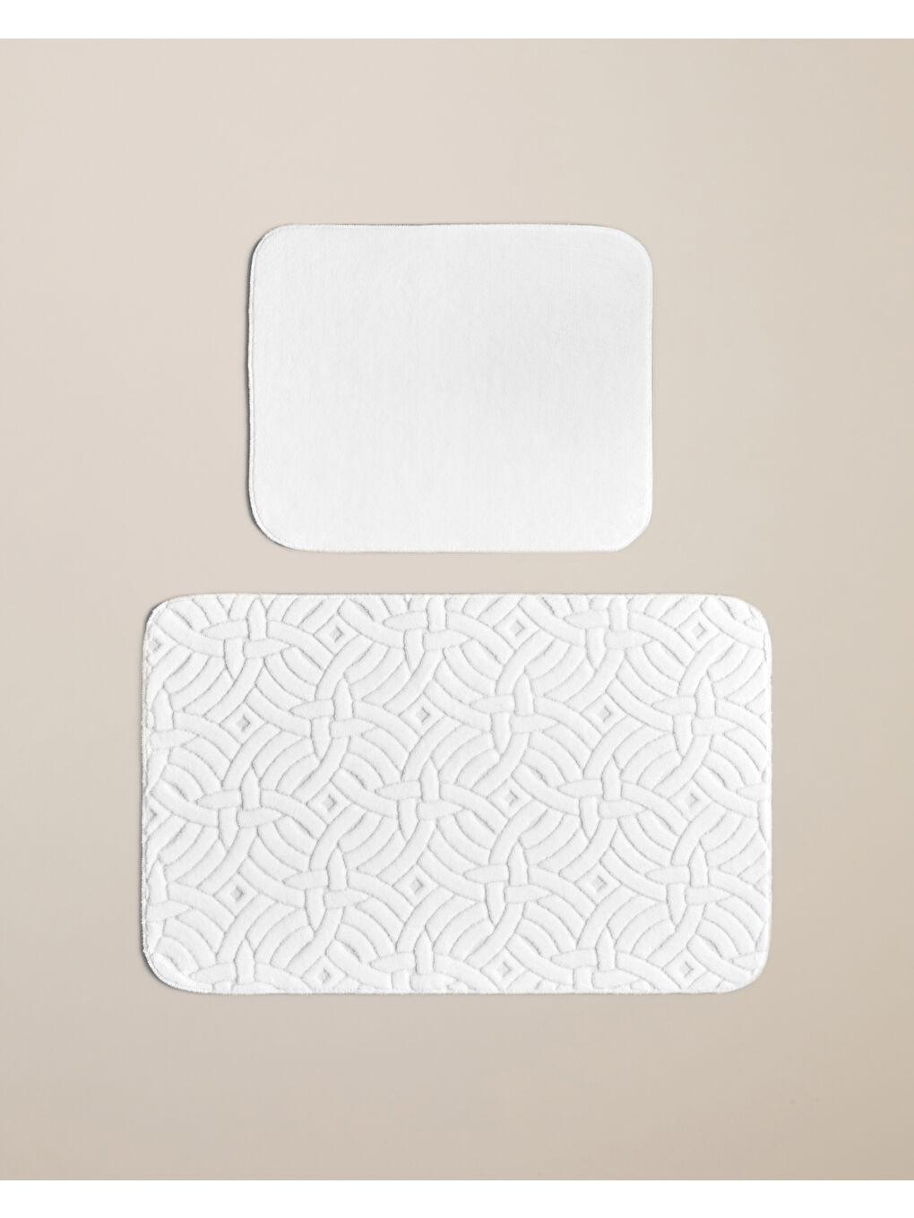 Wavelet Banyo Paspası Seti 60x100 cm + 50x60 cm Ekru