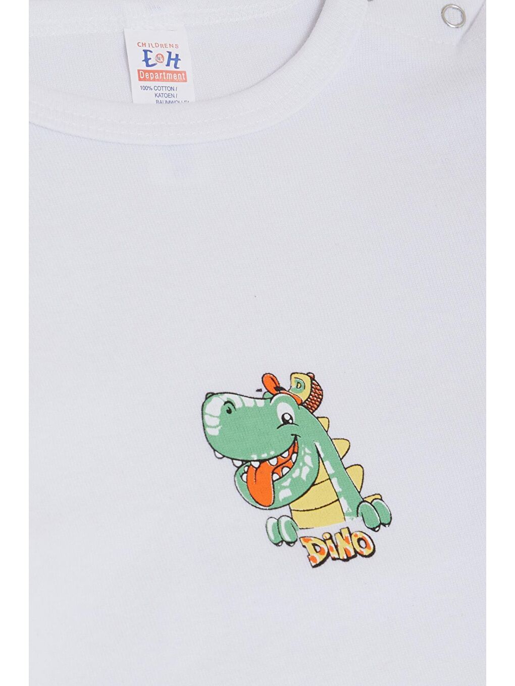 Breeze Erkek Bebek Çıtçıtlı Zıbın Body Mutlu Dinozor Baskılı Beyaz (9 Ay-3 Yaş) - 2