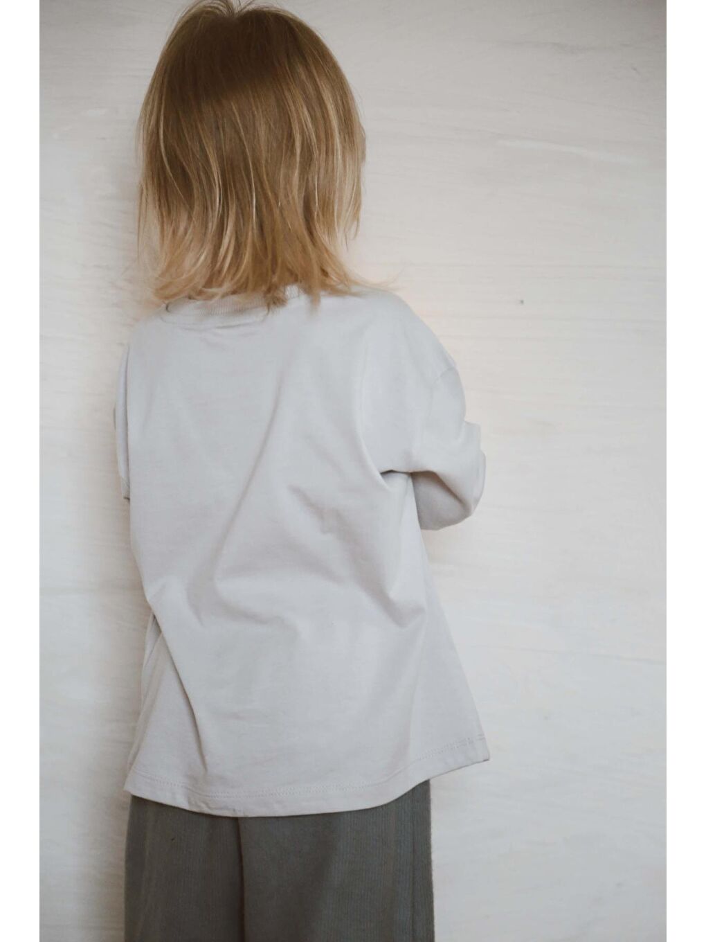 Gri Basic Uzun Kollu T-Shirt-1