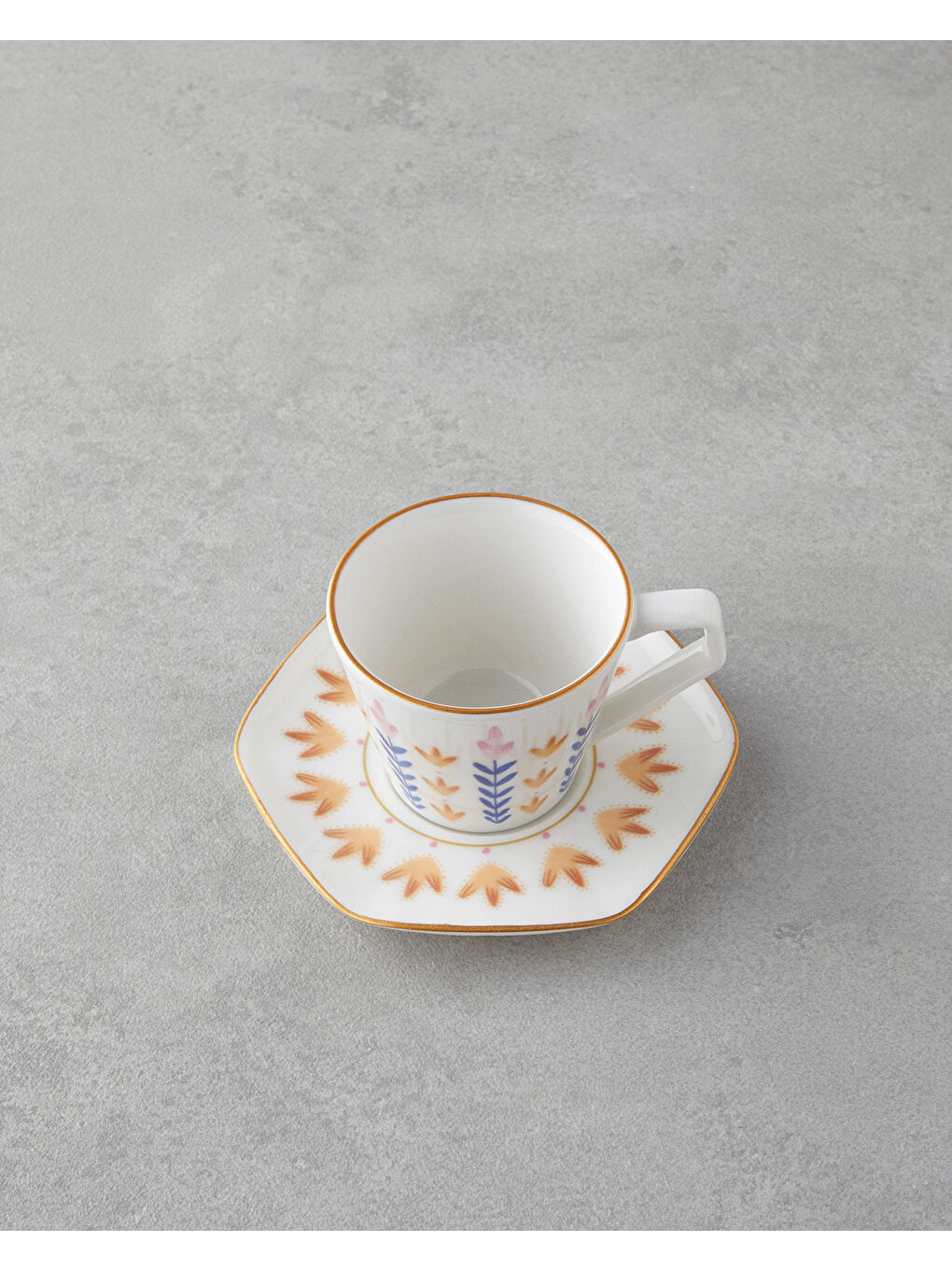 Beyaz Amara Bone Porselen 4 Parça 2 Kişilik Kahve Fincan Takımı 80 ml Renkli-2