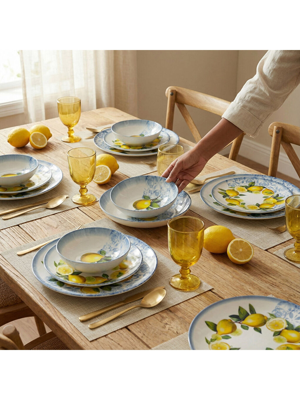 Sarı Camelia 24 Parça 6 Kişilik Yemek Takımı 41963