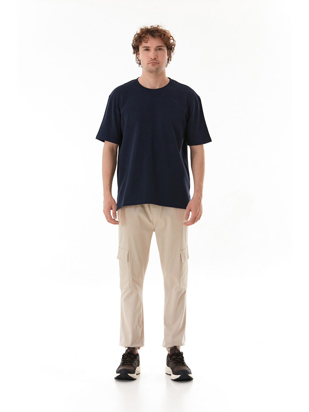 İndigo Basic Bisiklet Yaka Oversize Tişört-1