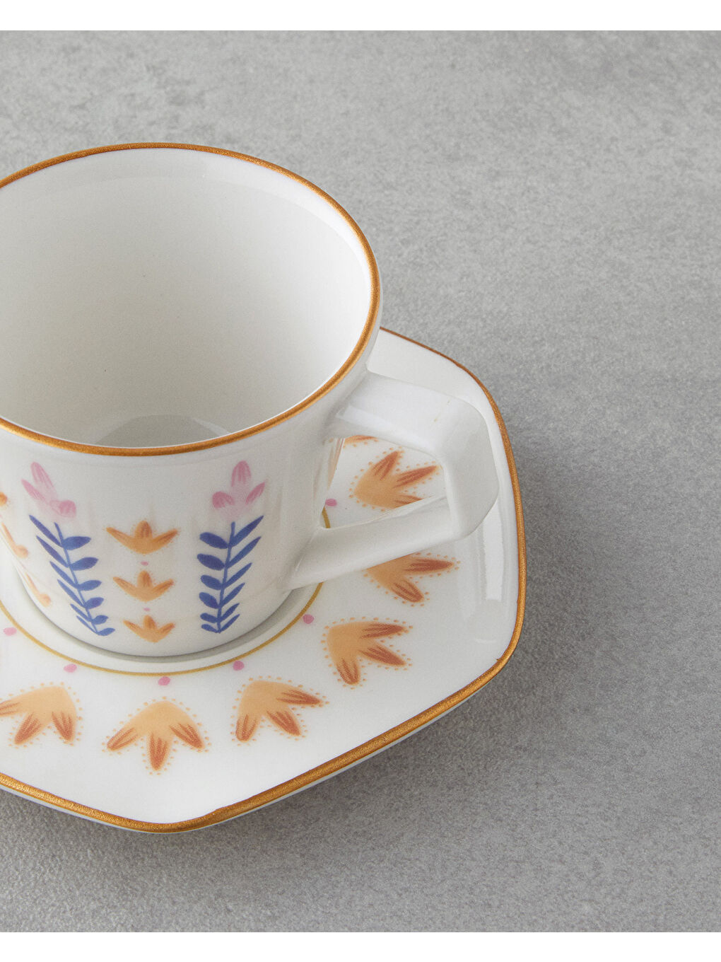 Beyaz Amara Bone Porselen 4 Parça 2 Kişilik Kahve Fincan Takımı 80 ml Renkli-3