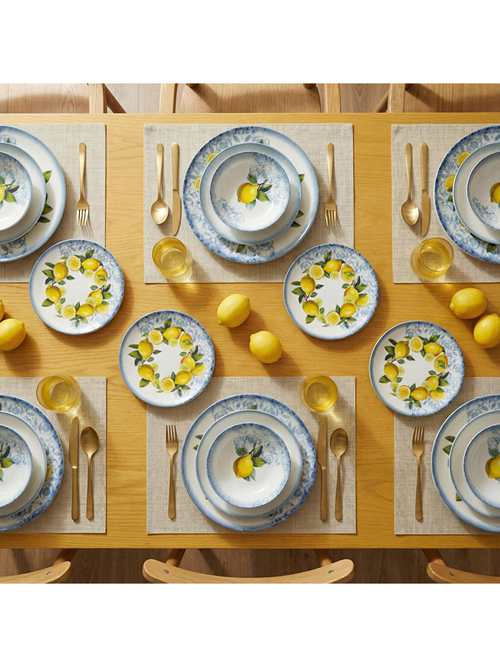 Sarı Camelia 24 Parça 6 Kişilik Yemek Takımı 41963-1