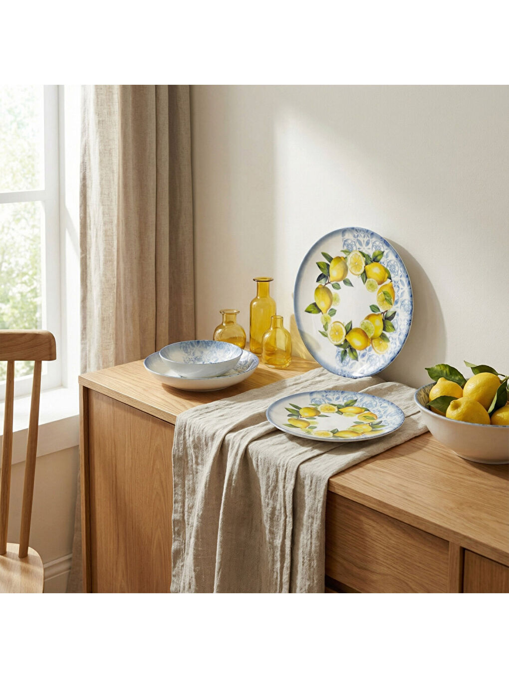 Sarı Camelia 24 Parça 6 Kişilik Yemek Takımı 41963-2