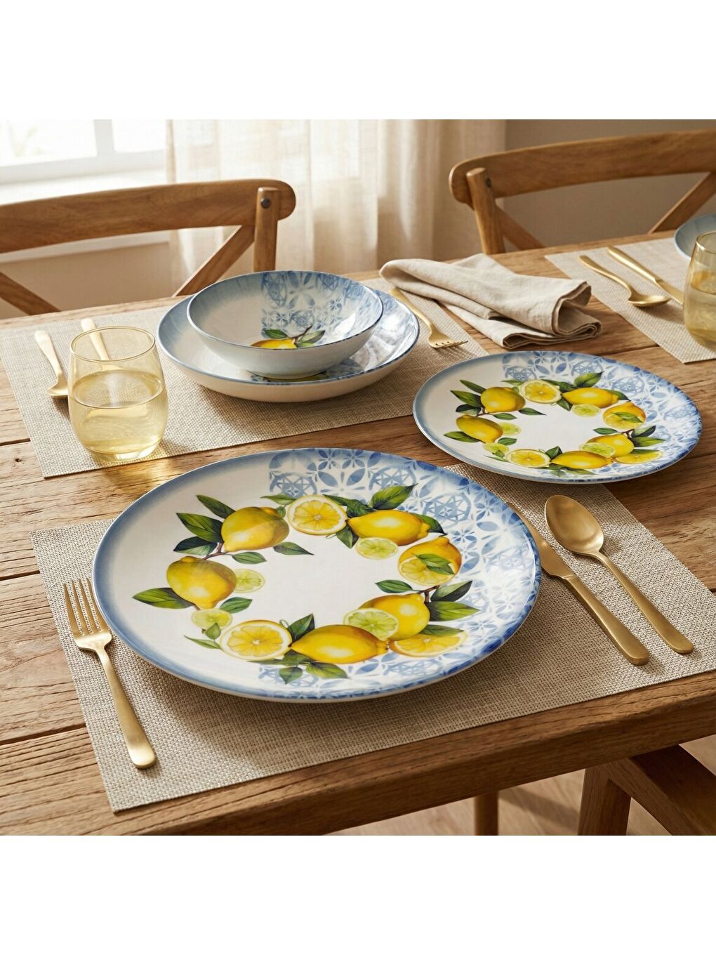 Sarı Camelia 24 Parça 6 Kişilik Yemek Takımı 41963-3