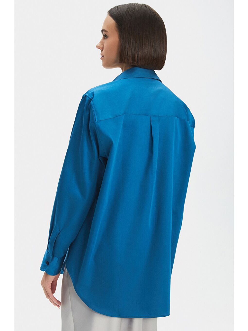 Bol Kesim Petrol Pamuk Gömlek-4