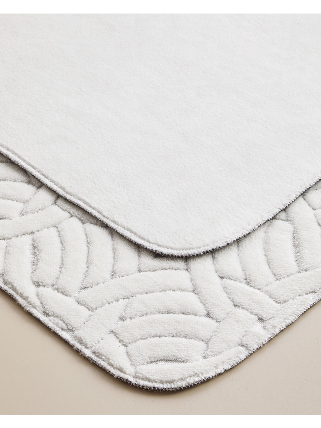 Wavelet Banyo Paspası Seti 60x100 cm + 50x60 cm Ekru-2