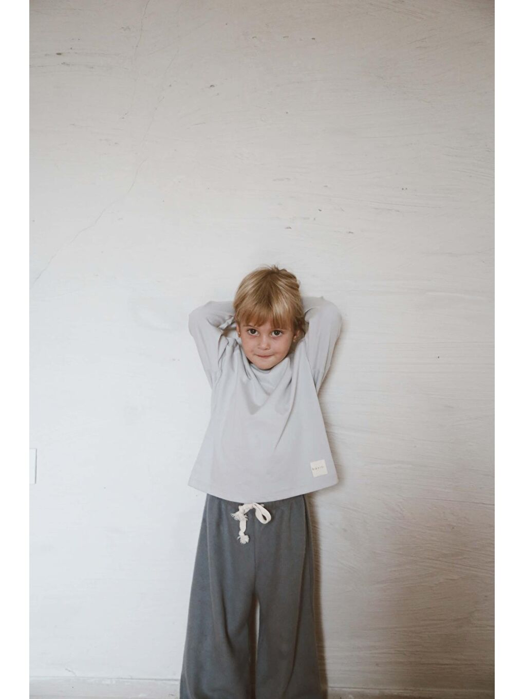 Gri Basic Uzun Kollu T-Shirt-5