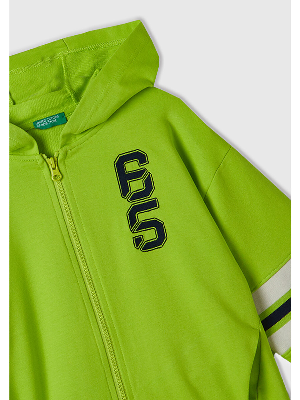 Erkek Çocuk Neon Yeşil  Renkli Önü Cepli Kapüşonlu Oversize Sweatshirt-1