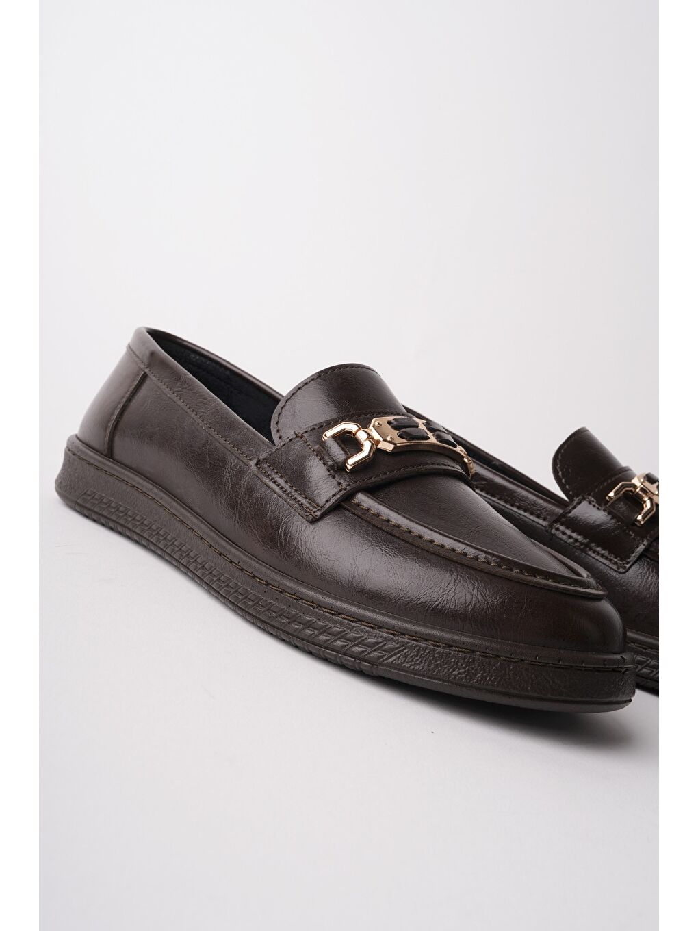 Kahverengi OXFORDİA Metal Tokalı Kadın Günlük Loafer Ayakkabı-2