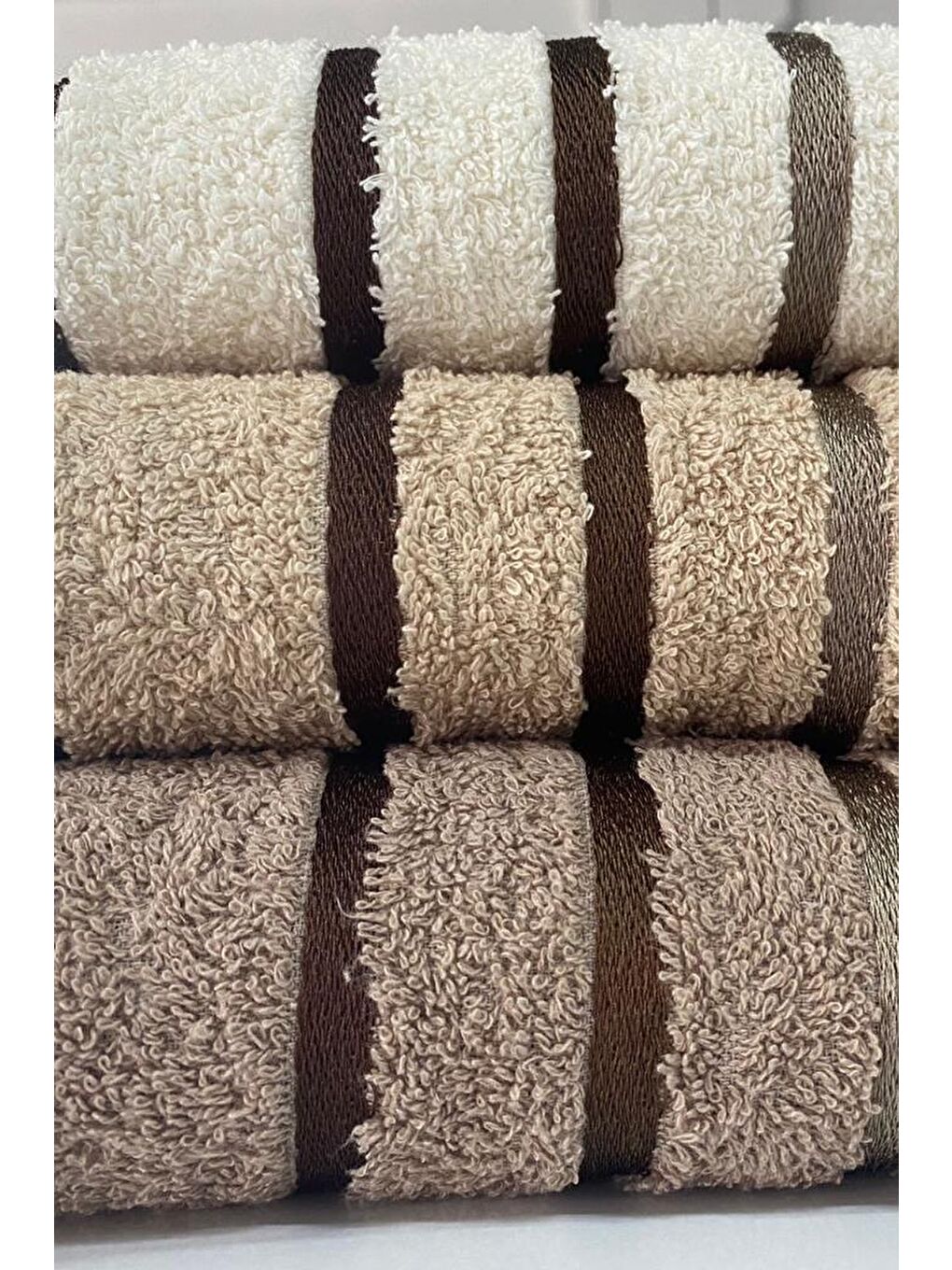 Karışık Karbeyaz Jakarlı 3lü El Yüz Havlu Takımı-1