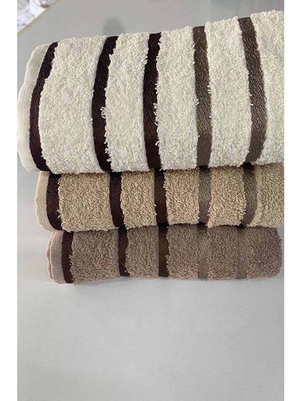 Karışık Karbeyaz Jakarlı 3lü El Yüz Havlu Takımı-2