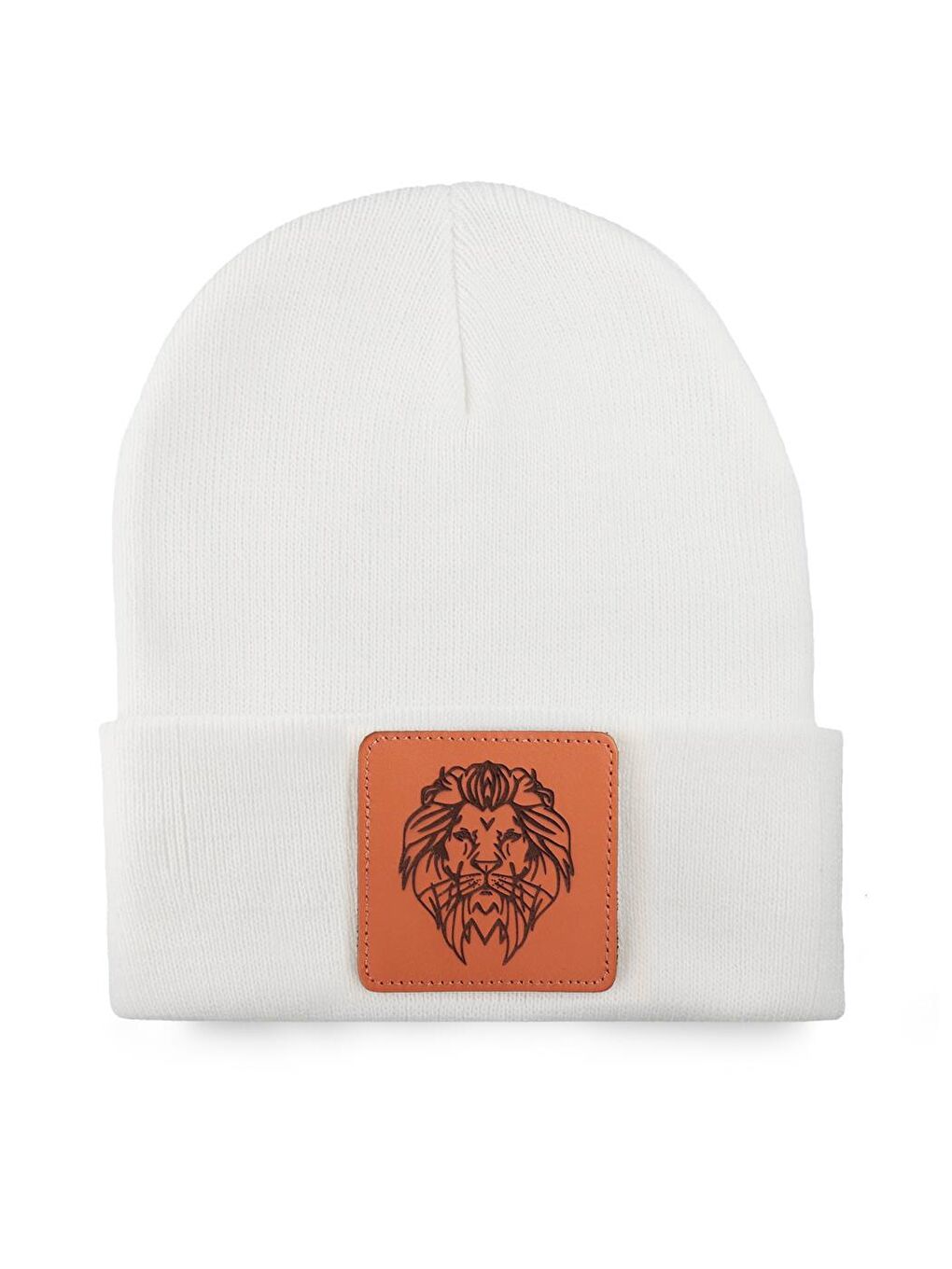 BlackBörk Beyaz V1 Akrilik Aslan - 13 Kod Logolu Unisex Beyaz Bere (Beanie)