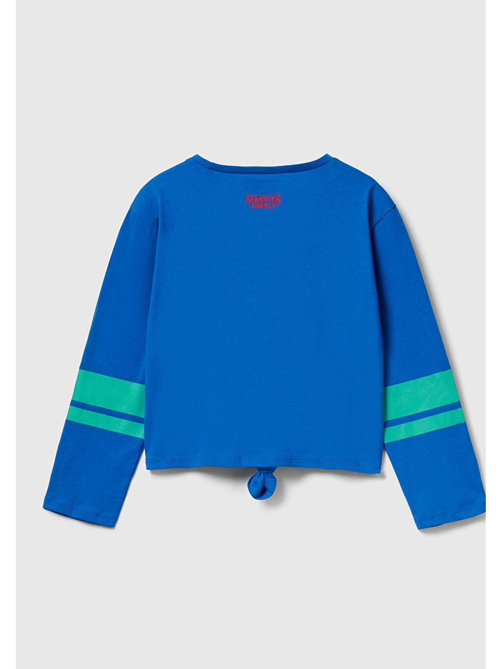 Karışık Kız Çocuk %100 Pamuk Stranger Things Ön Düğüm Detaylı Kol Şerit Baskılı T-Shirt-1