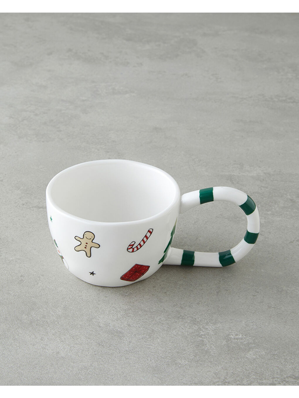 Holly Jolly Porselen Kupa 325 ml Yeşil-Beyaz-1