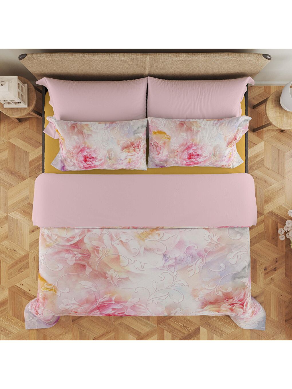 Karışık Baskılı,Desenli Çift Kişilik Nevresim Takımı (ÇARŞAFSIZ) 200x220 cm-1