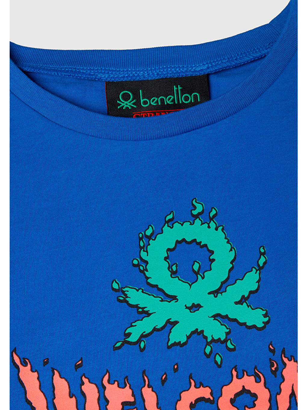 Karışık Kız Çocuk %100 Pamuk Stranger Things Ön Düğüm Detaylı Kol Şerit Baskılı T-Shirt-2