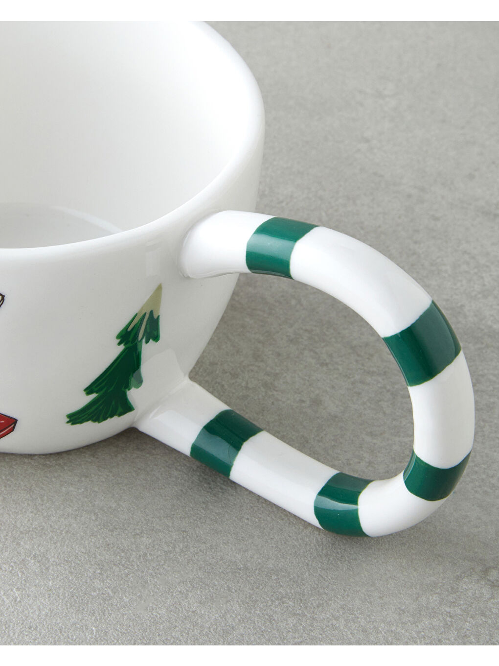 Holly Jolly Porselen Kupa 325 ml Yeşil-Beyaz-2
