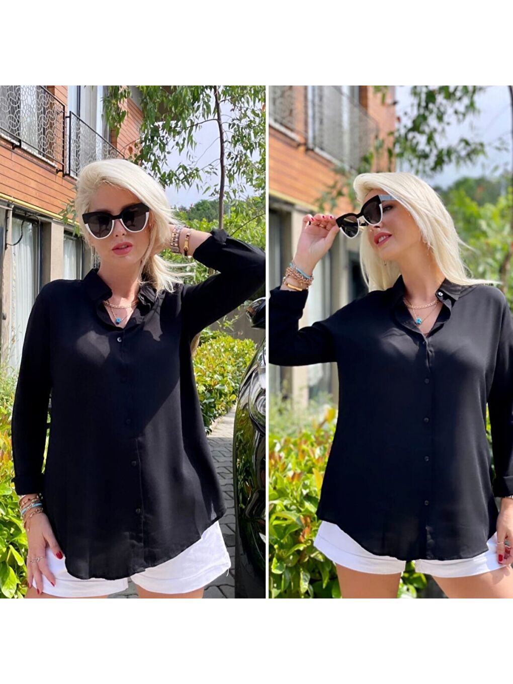 Siyah Dokuma Viskon Kumaş Efsane Gömlek-1