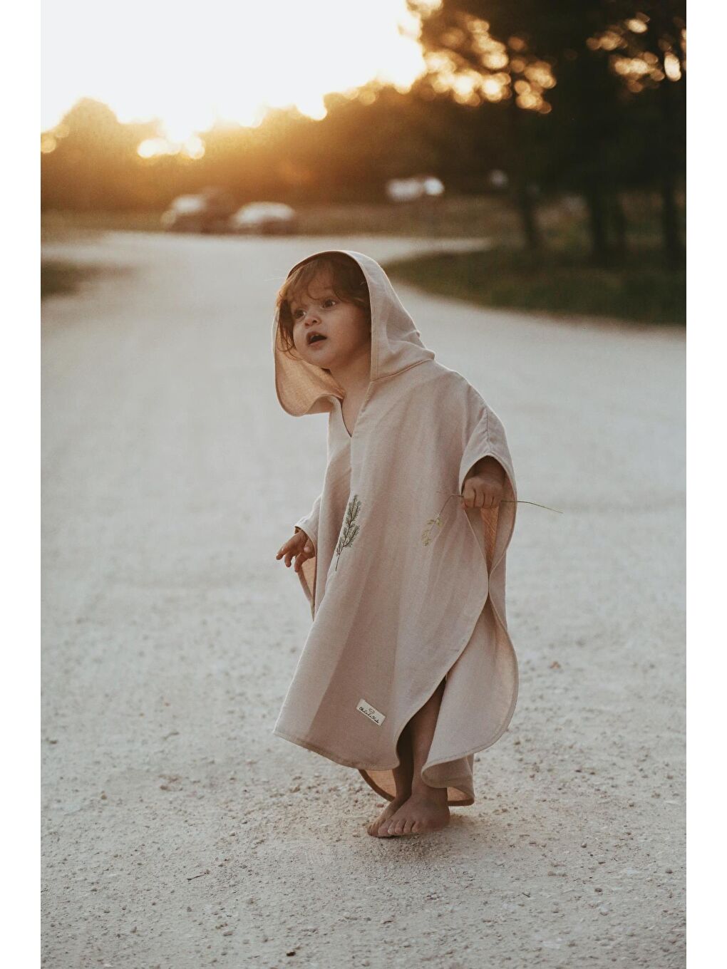 Bej Vanılla Kapüşonlu Müslin Panço Bebek &Amp; Çocuk 1-5 Yaş-1