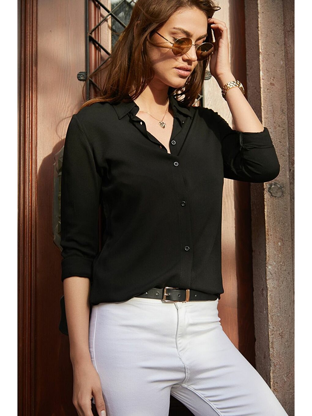 Siyah Dokuma Viskon Kumaş Efsane Gömlek-2