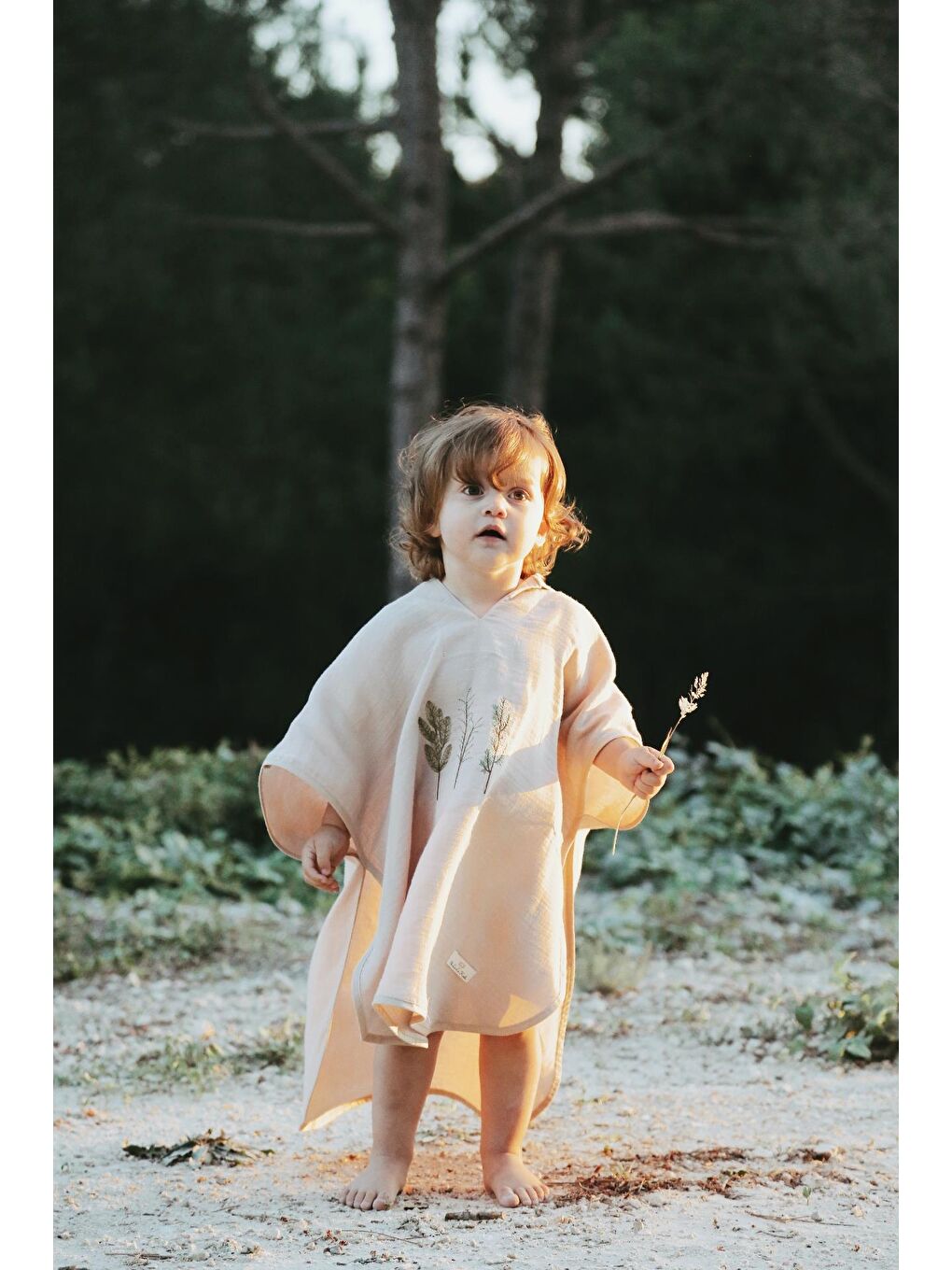 Bej Vanılla Kapüşonlu Müslin Panço Bebek &Amp; Çocuk 1-5 Yaş-3