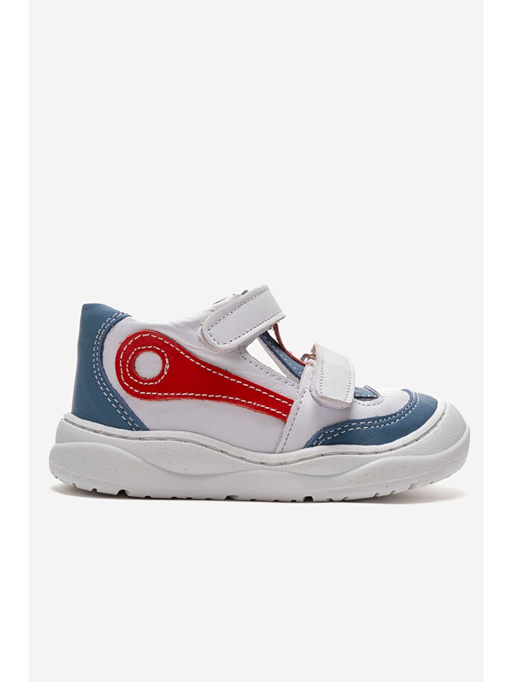 Mavi Unisex Bebek Jean Beyaz Hakiki Deri Günlük İlk Adım Ayakkabı-3