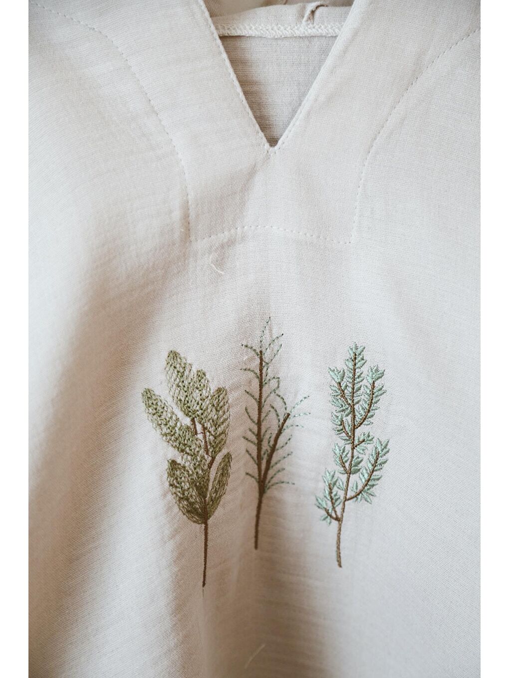 Bej Vanılla Kapüşonlu Müslin Panço Bebek &Amp; Çocuk 1-5 Yaş-5