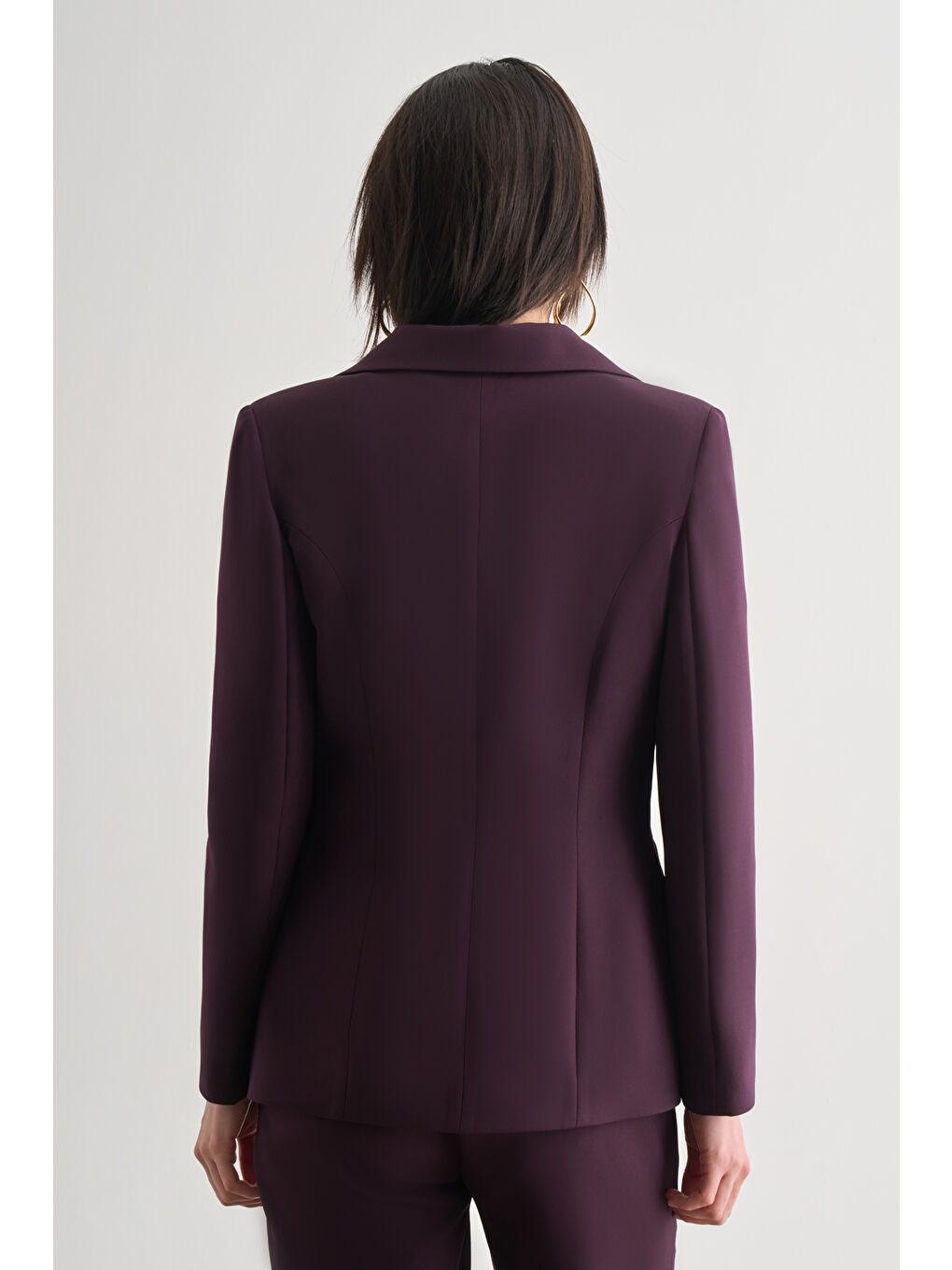 Oversize Çift Yırtmaçlı Bordo Blazer Ceket-3