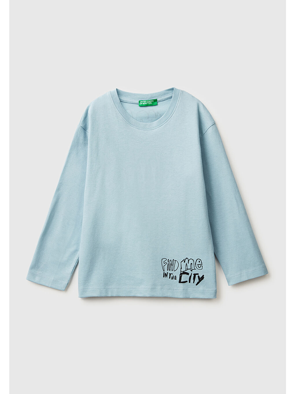 Erkek Çocuk Açık Mavi Dijital Baskılı Bisiklet Yaka Jarse Uzun Kollu T-shirt