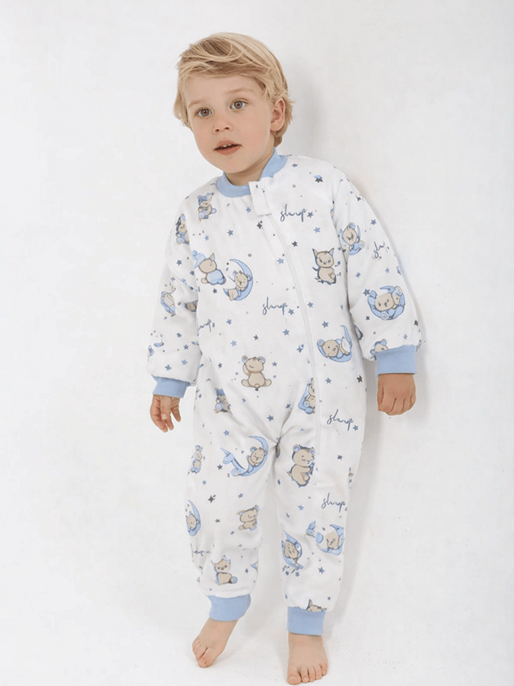 Mavi Bisiklet Yaka Erkek Bebek Pazen Uyku Tulumu 1 Tog