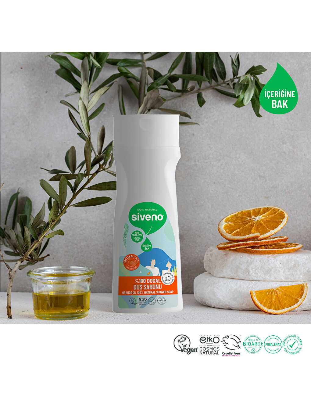 %100 Doğal Duş Sabunu Portakal Kokulu Canlandırıcı Duş Jeli 6 Değerli Bitki Vegan 300 ml-3