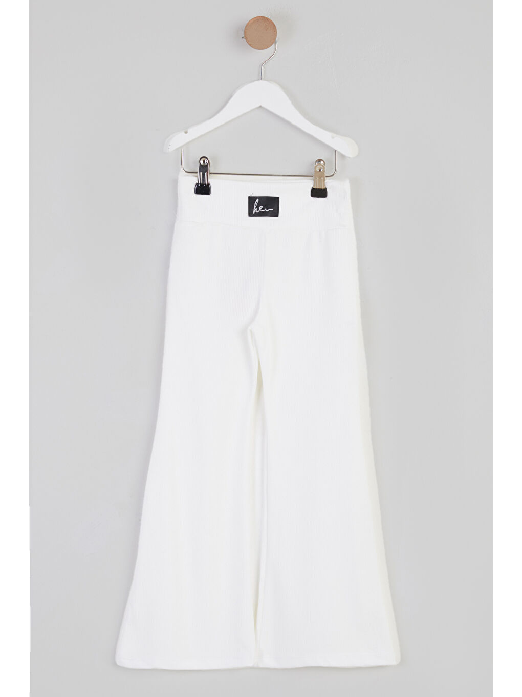 Kız Çocuk Beyaz İspanyol Paça Tayt - 25508