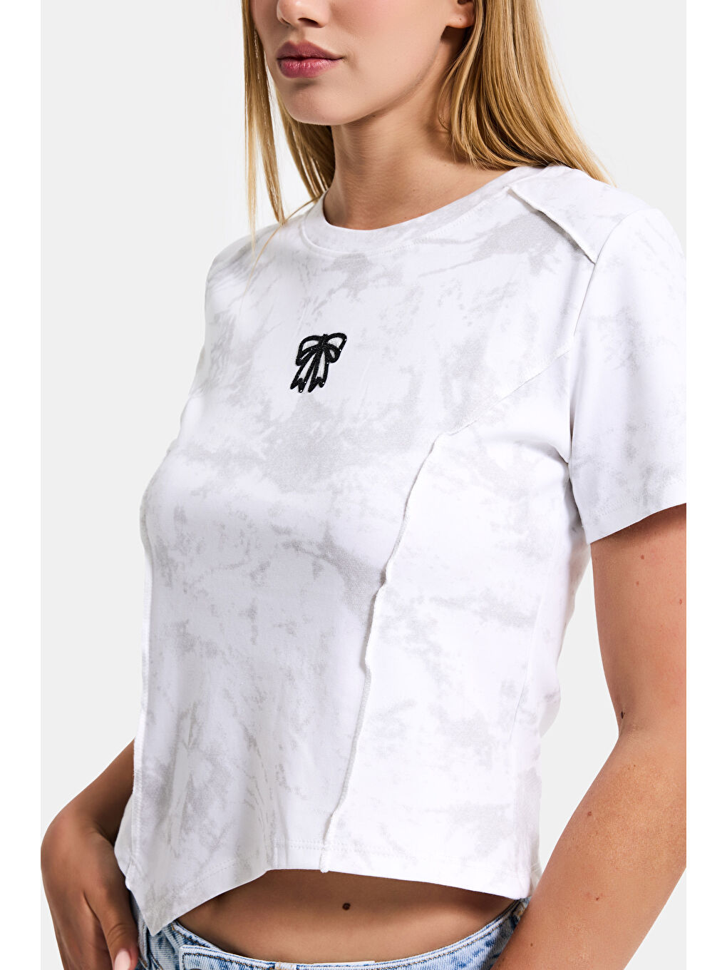 Kadın Beyaz w5 Özel Kumaş Elastan Crop Top